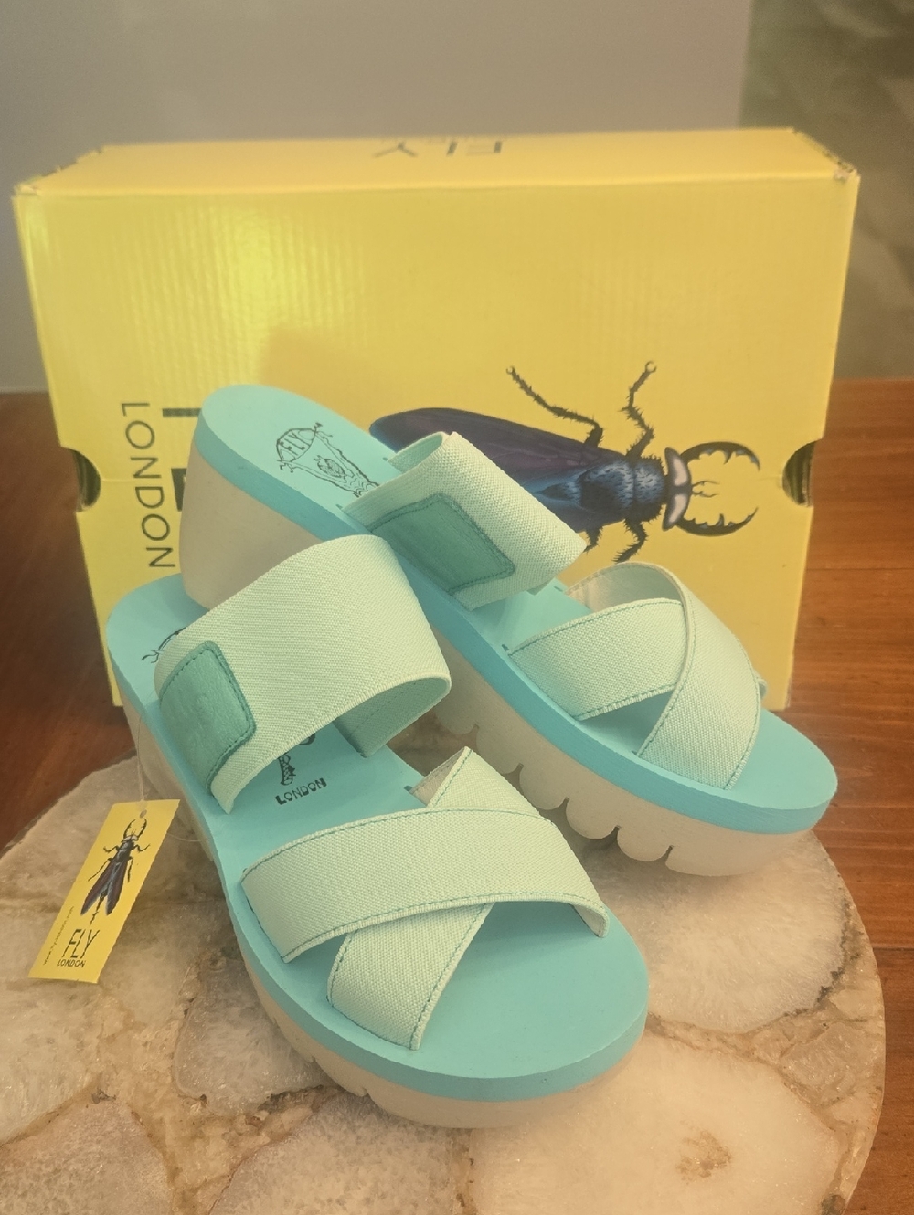 Nwt Fly London Cupido Platform Wedge Sandal Size 37